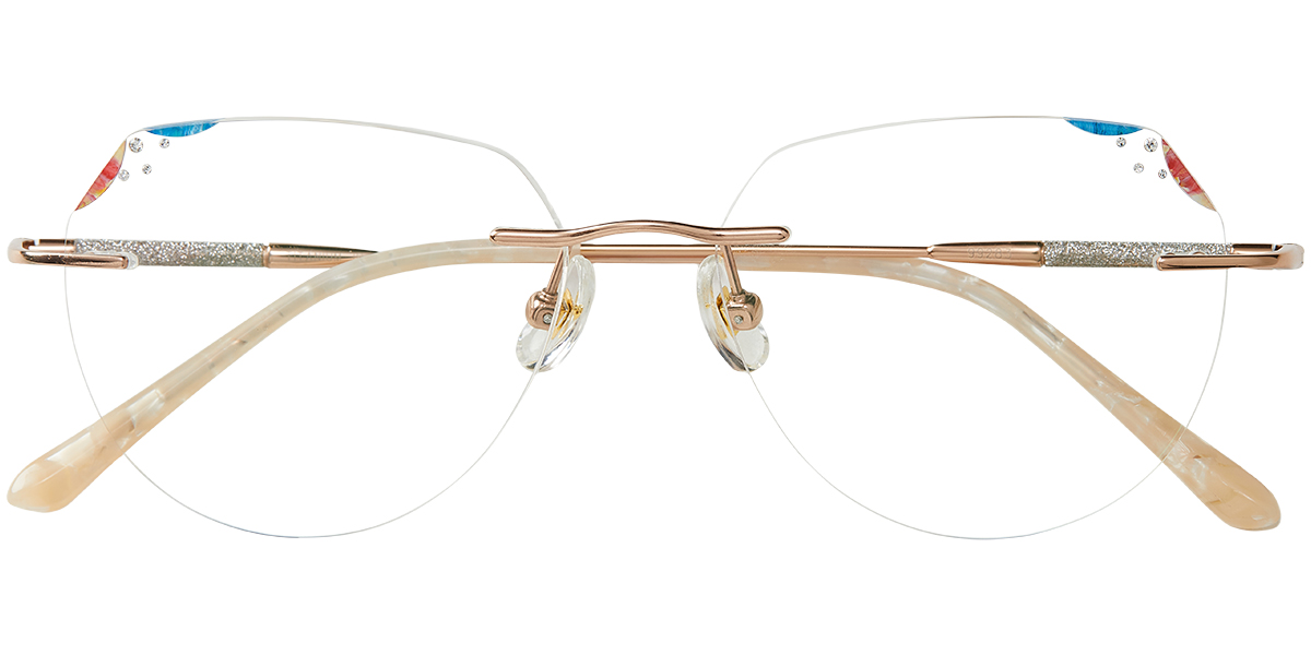 Titanium Geometric Rimless Blue Light Blocking Glasses rose_gold