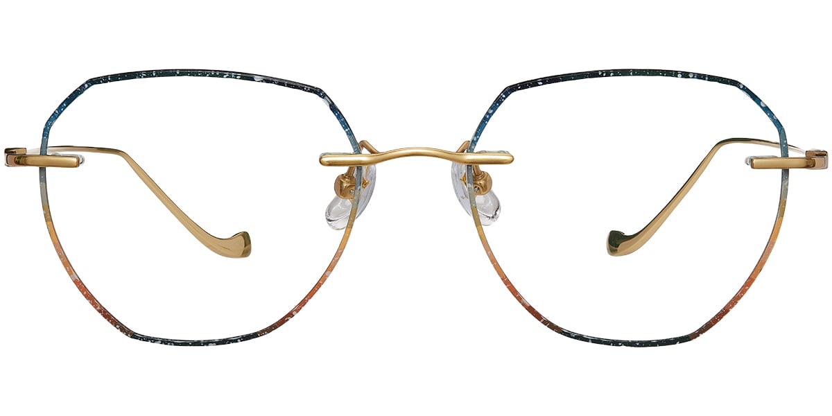 Titanium Square Rimless Blue Light Blocking Glasses pattern-blue