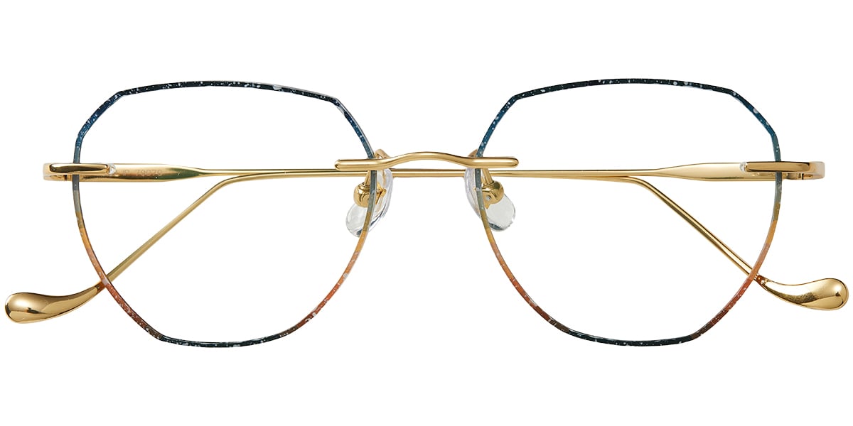 Titanium Square Rimless Blue Light Blocking Glasses pattern-blue