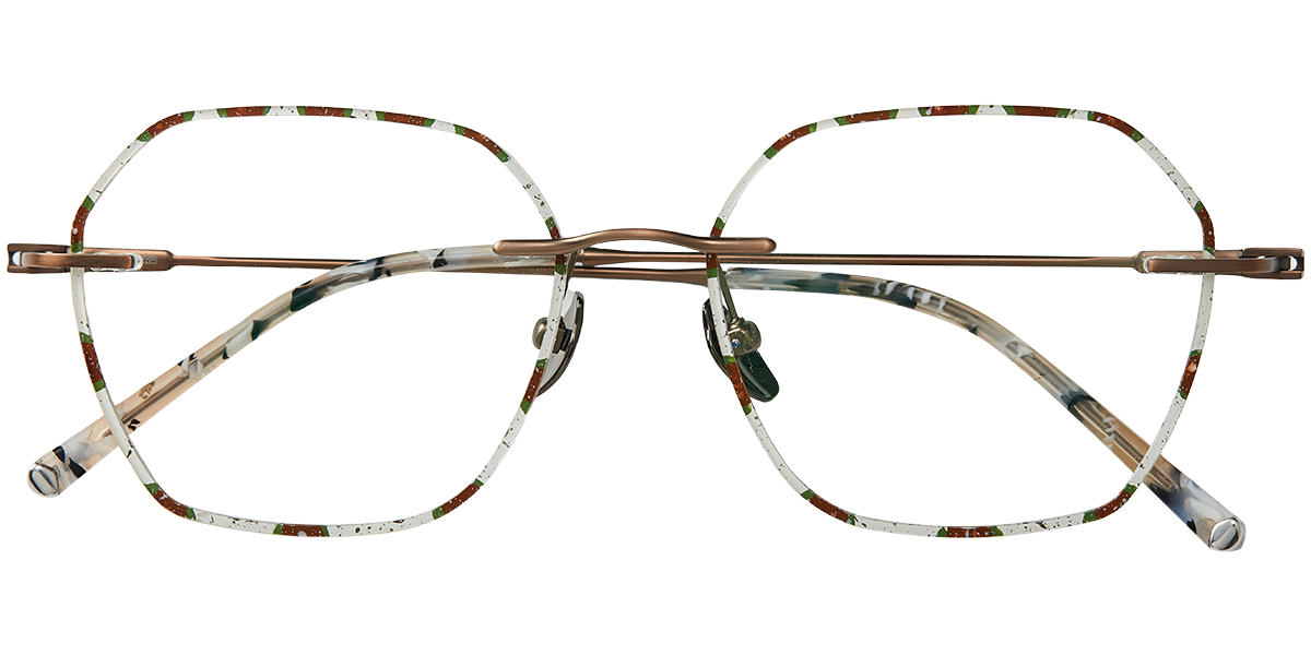 Titanium Square Rimless Blue Light Blocking Glasses pattern-brown
