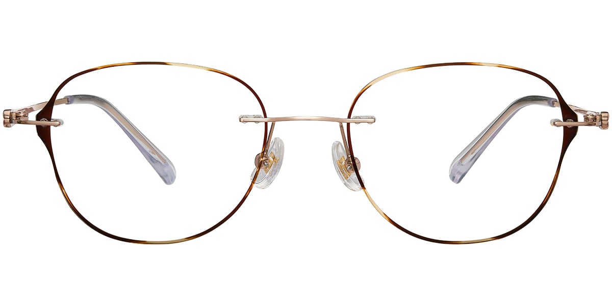 Titanium Oval Rimless Blue Light Blocking Glasses tortoiseshell
