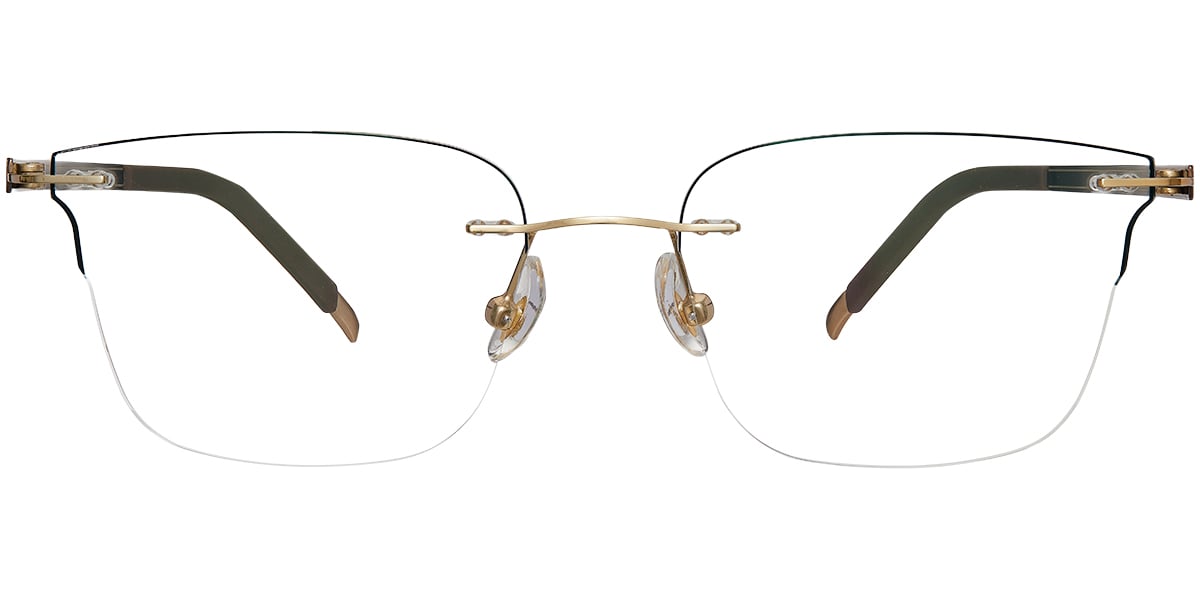 Titanium Square Rimless Blue Light Blocking Glasses gold