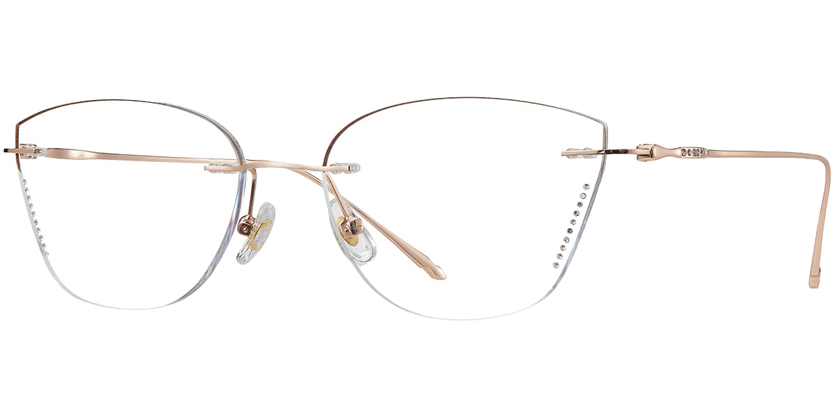 Titanium Cat Eye Blue Light Blocking Rimless Glasses BF7794