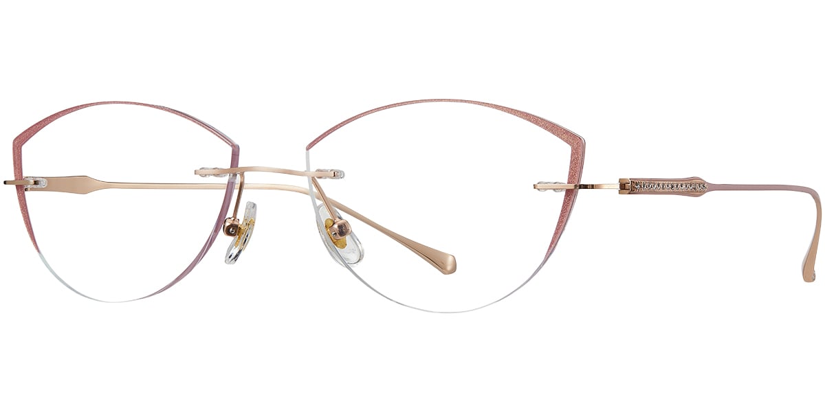 Titanium Cat Eye Blue Light Blocking Rimless Glasses BF7796