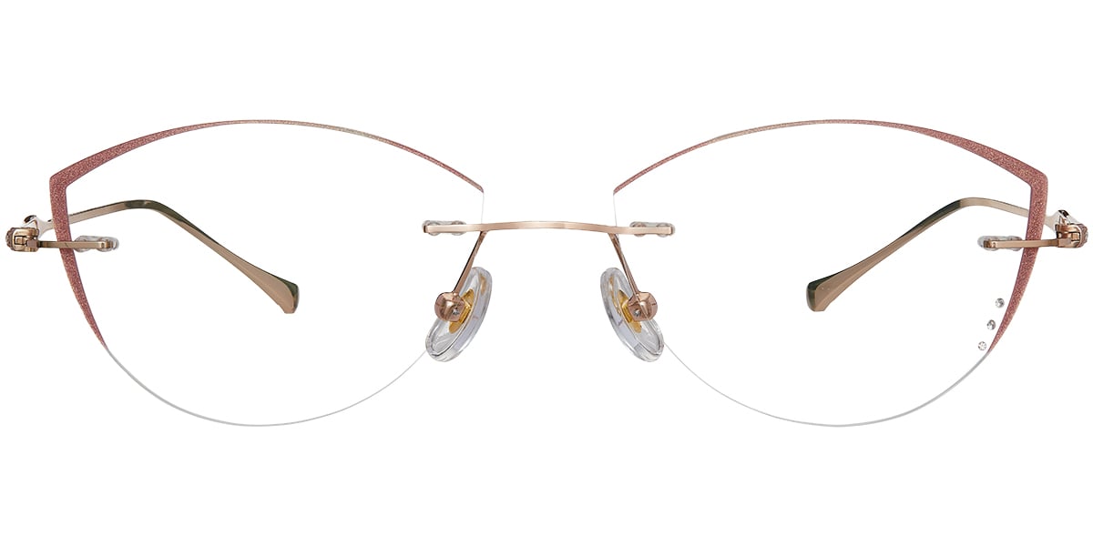 Titanium Cat Eye Blue Light Blocking Rimless Glasses pink