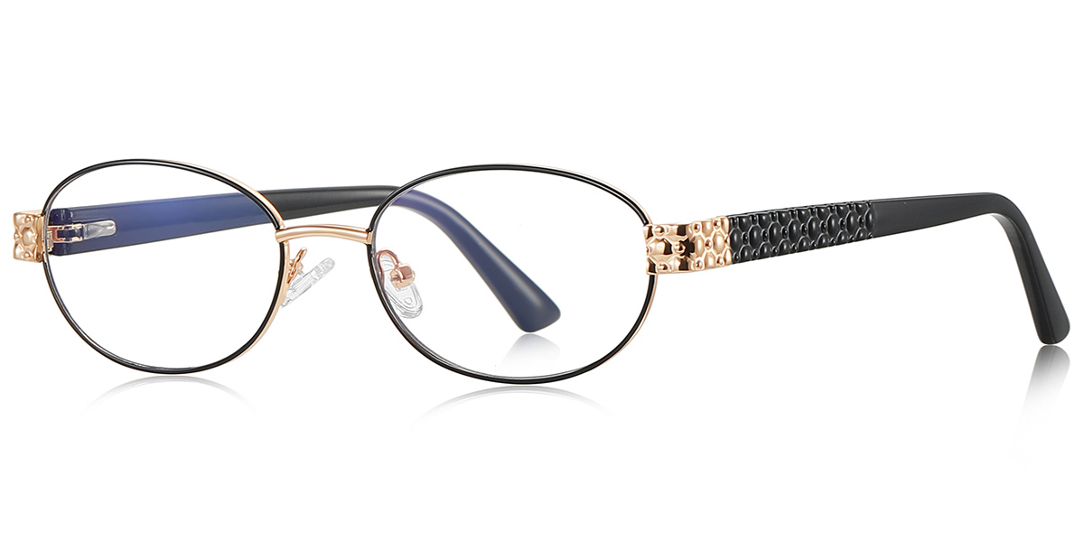 Oval Blue Light Blocking Glasses black-gold