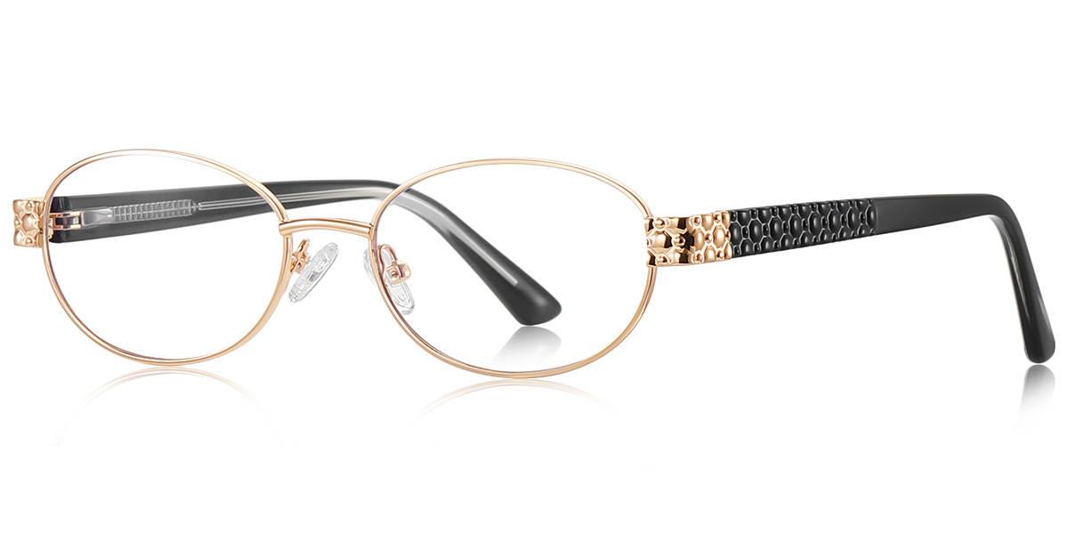 Oval Blue Light Blocking Glasses gold