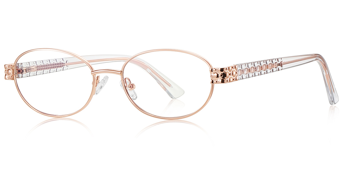 Oval Blue Light Blocking Glasses rose_gold