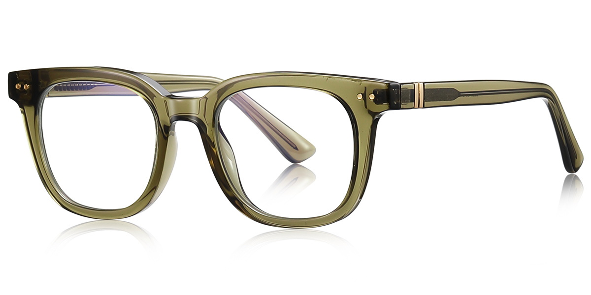 Square Blue Light Blocking Glasses translucent-green