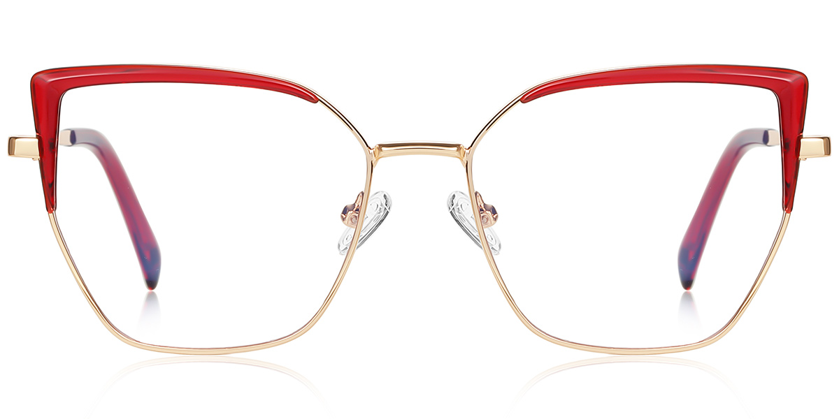 Square Blue Light Blocking Glasses rose_gold-red