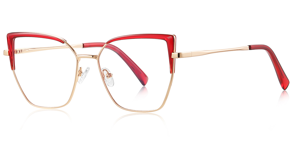 Square Blue Light Blocking Glasses rose_gold-red