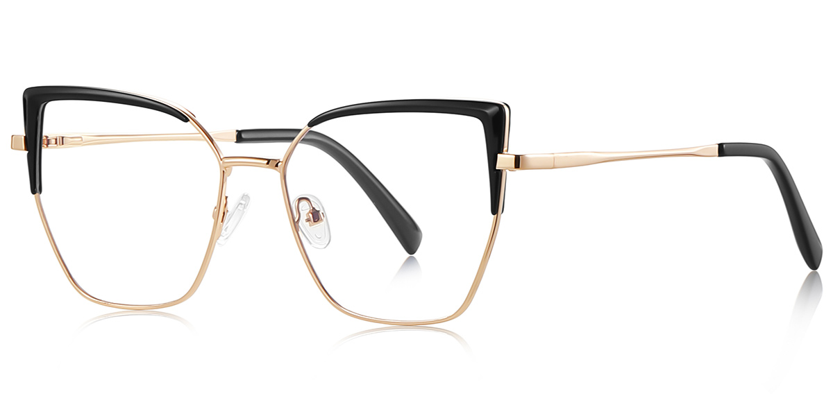 Square Blue Light Blocking Glasses black-gold