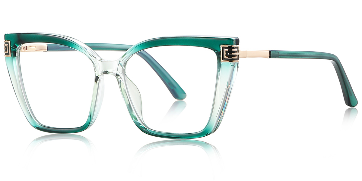 Square Blue Light Blocking Glasses gradient_green