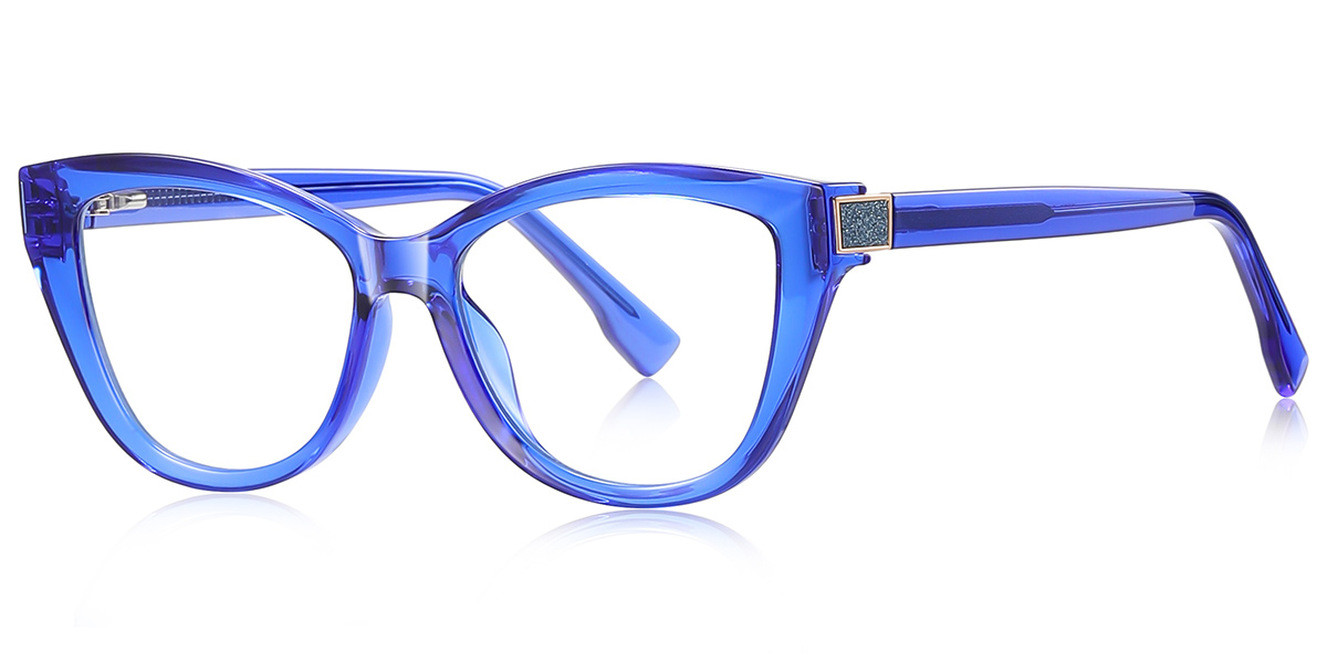 Cat Eye Blue Light Blocking Glasses translucent-blue