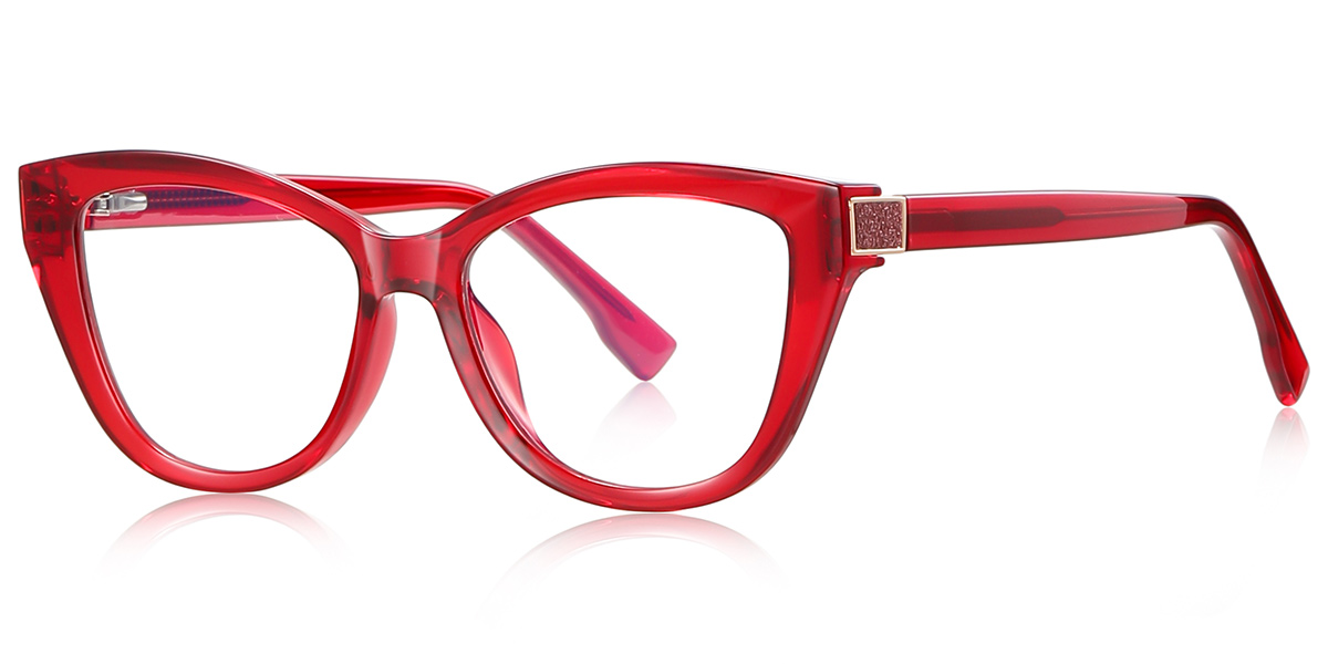 Cat Eye Blue Light Blocking Glasses translucent-red