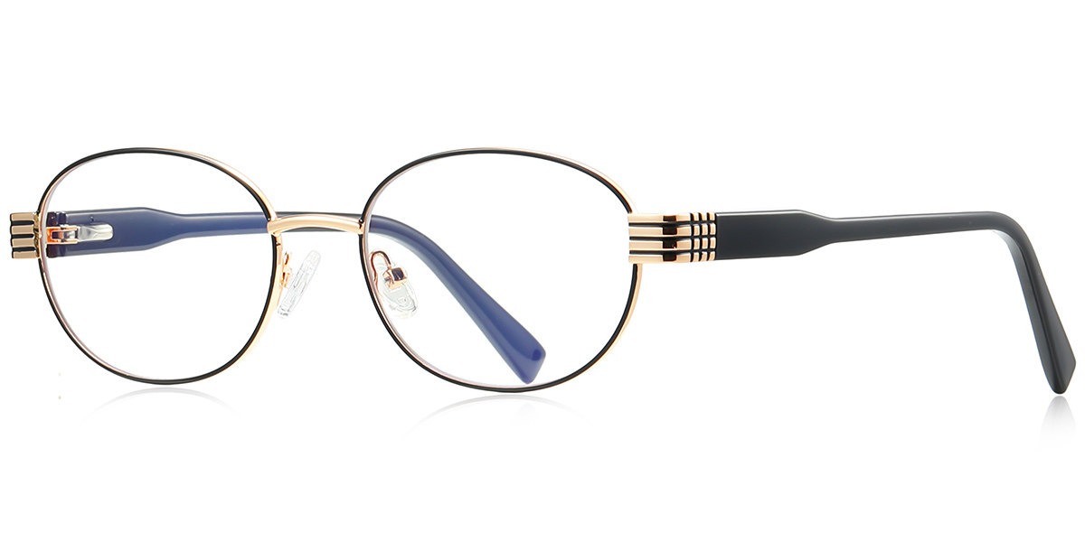 Oval Blue Light Blocking Glasses black-gold