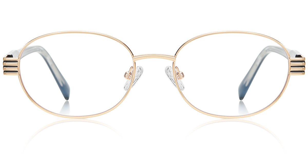 Oval Blue Light Blocking Glasses gold