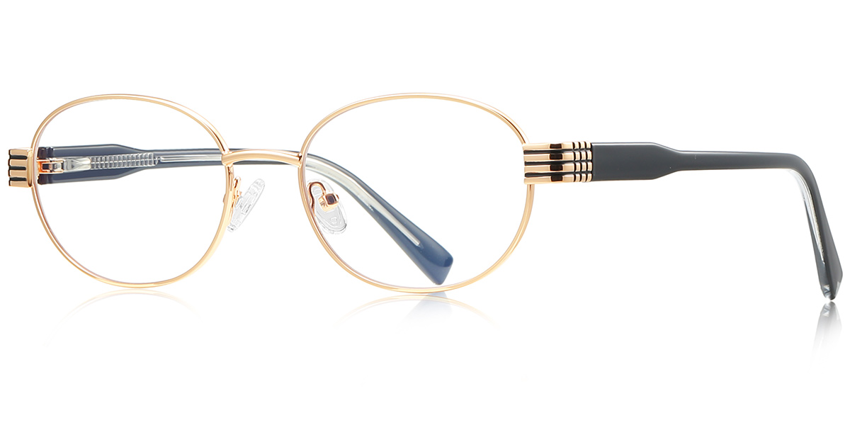 Oval Blue Light Blocking Glasses gold