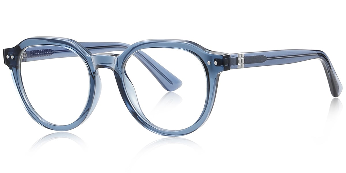 Round Blue Light Blocking Glasses translucent-blue