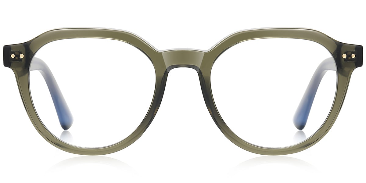 Round Blue Light Blocking Glasses translucent-green