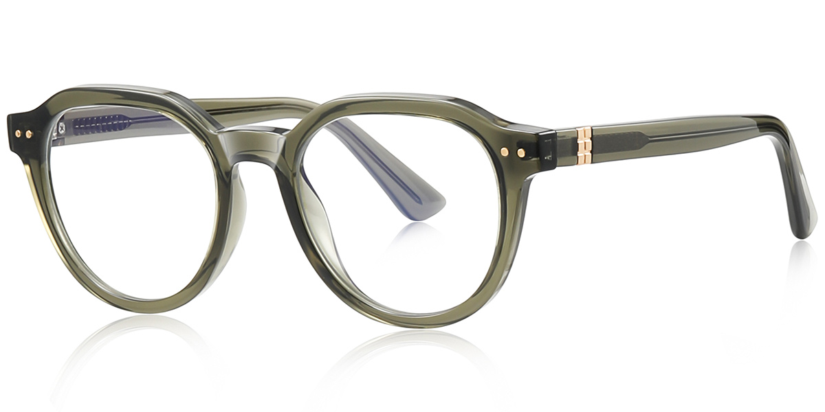 Round Blue Light Blocking Glasses translucent-green
