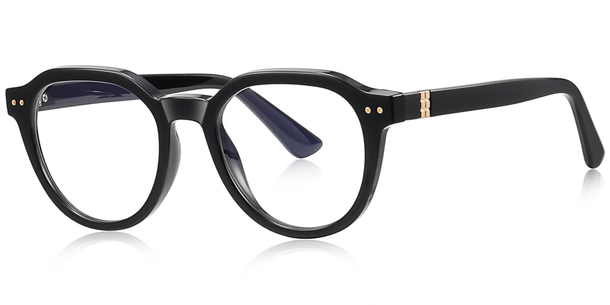 Round Blue Light Blocking Glasses black