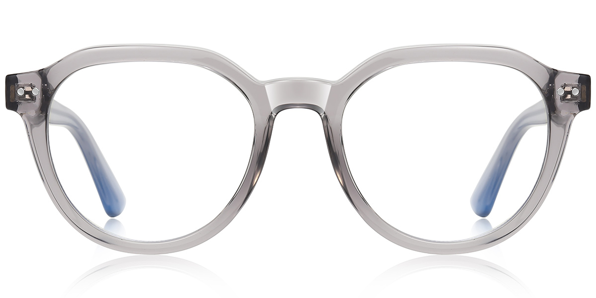 Round Blue Light Blocking Glasses translucent-grey