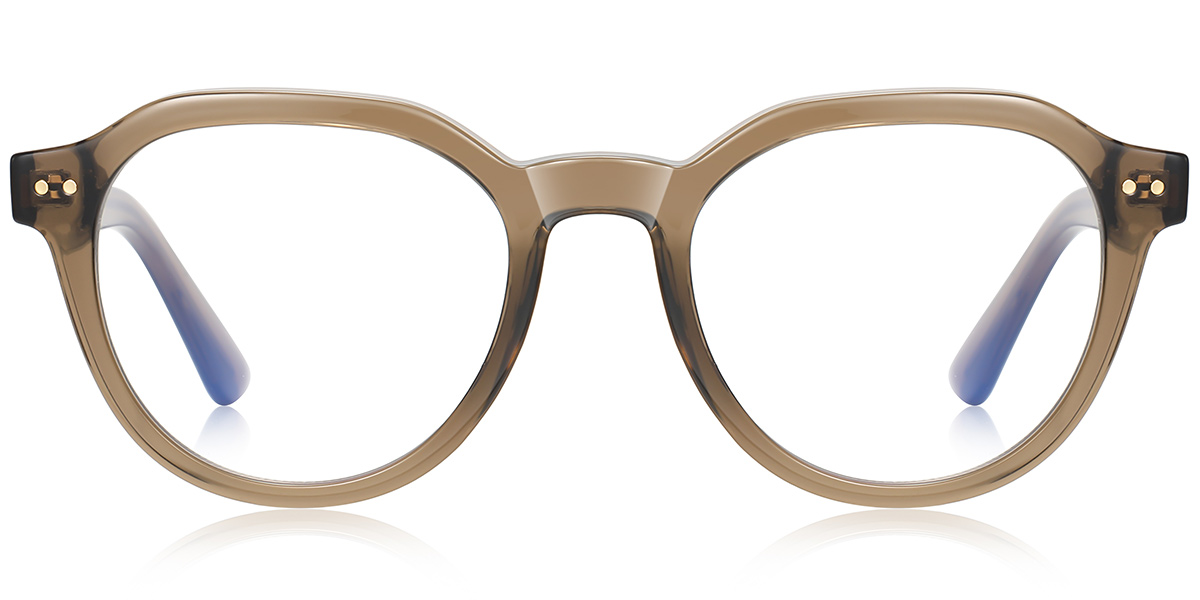 Round Blue Light Blocking Glasses translucent-brown
