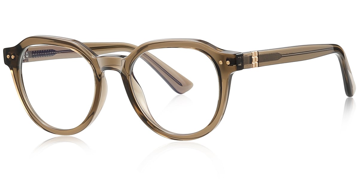 Round Blue Light Blocking Glasses translucent-brown