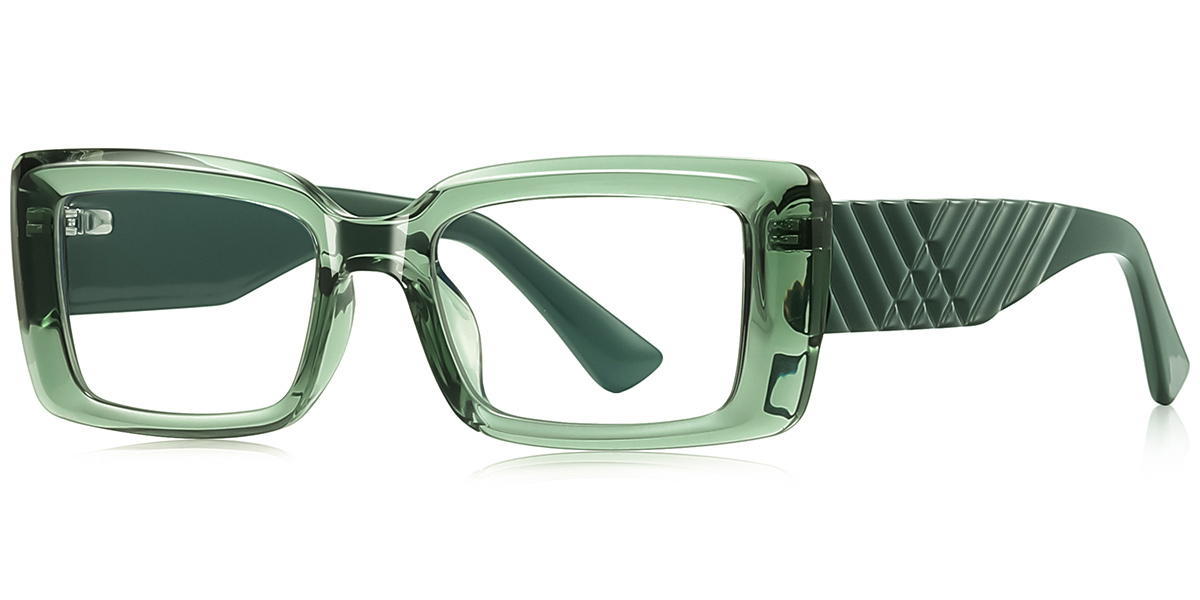 Rectangle Blue Light Blocking Glasses translucent-green