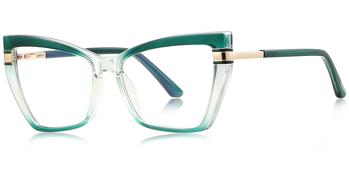Rectangle Blue Light Blocking Glasses gradient_green