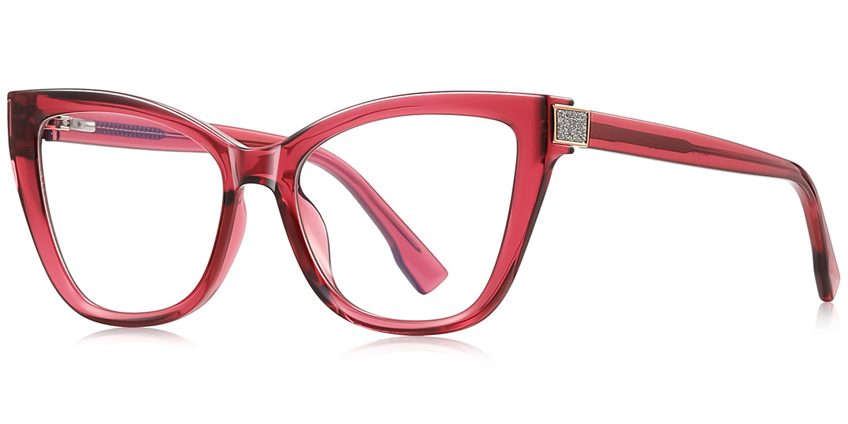 Square Blue Light Blocking Glasses translucent-red