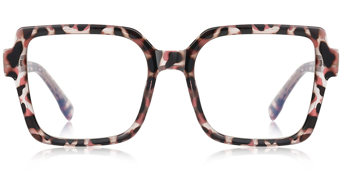 Square Blue Light Blocking Glasses pattern-brown