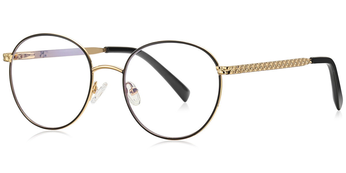 Round Blue Light Blocking Glasses black-gold