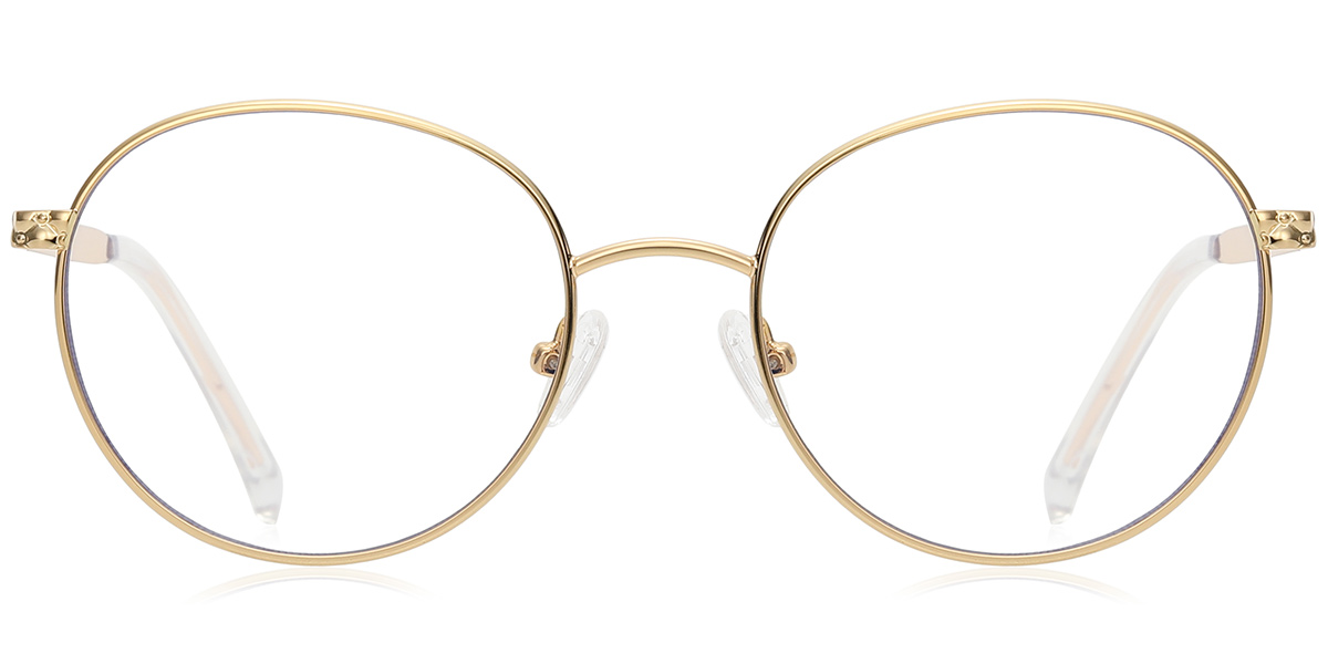Round Blue Light Blocking Glasses gold