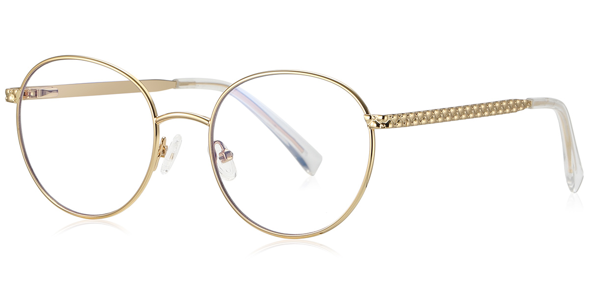 Round Blue Light Blocking Glasses gold