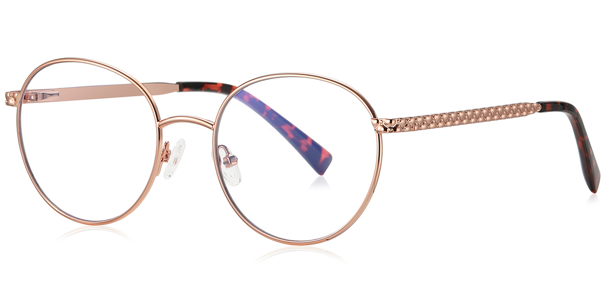 Round Blue Light Blocking Glasses rose_gold