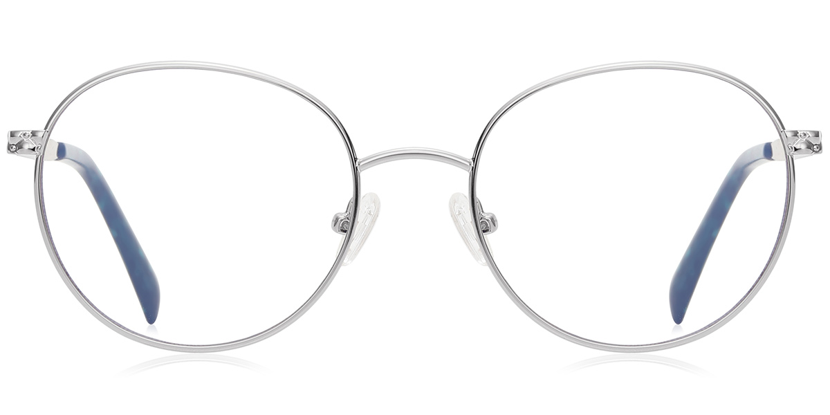 Round Blue Light Blocking Glasses silver