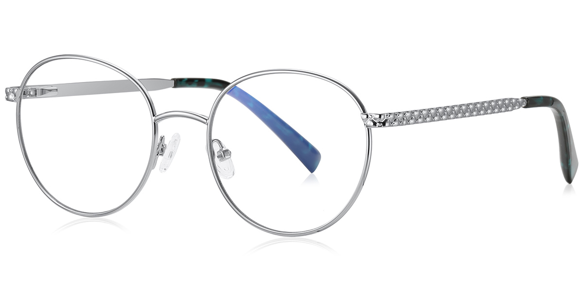 Round Blue Light Blocking Glasses silver