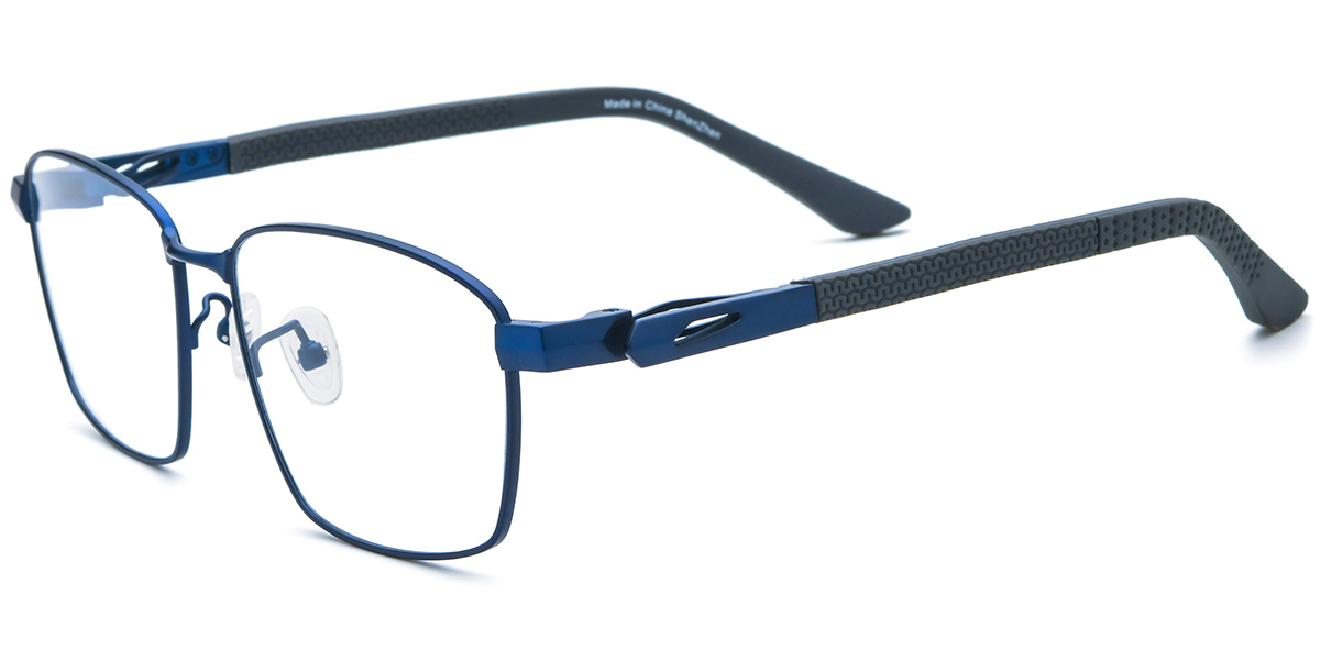 Titanium Rectangle Blue Light Blocking Glasses blue