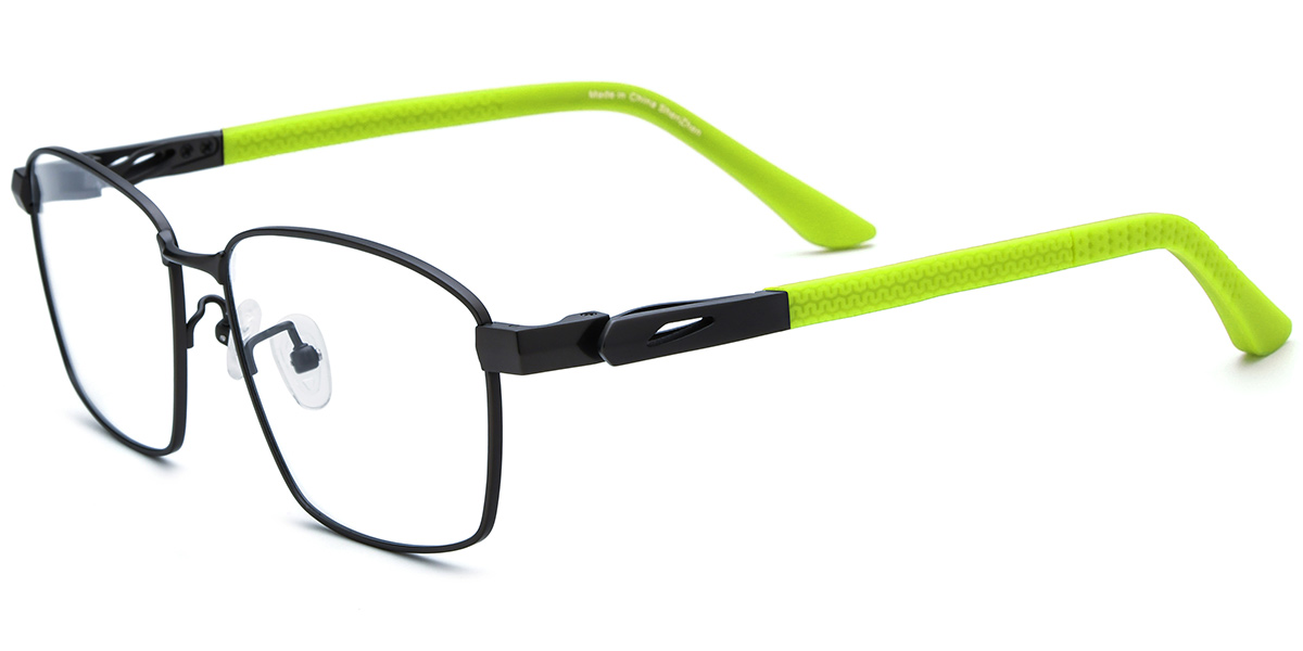Titanium Rectangle Blue Light Blocking Glasses black