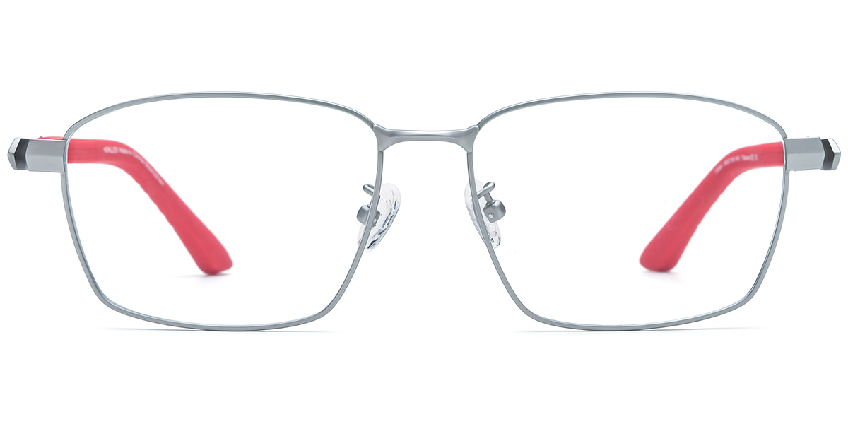 Titanium Rectangle Blue Light Blocking Glasses silver