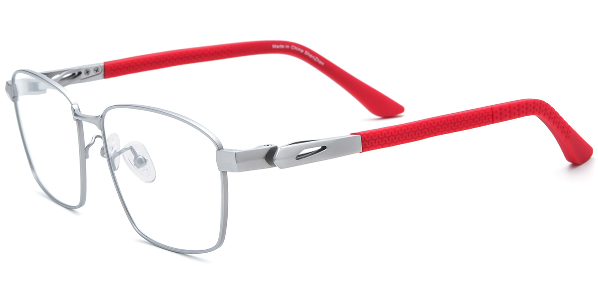 Titanium Rectangle Blue Light Blocking Glasses silver