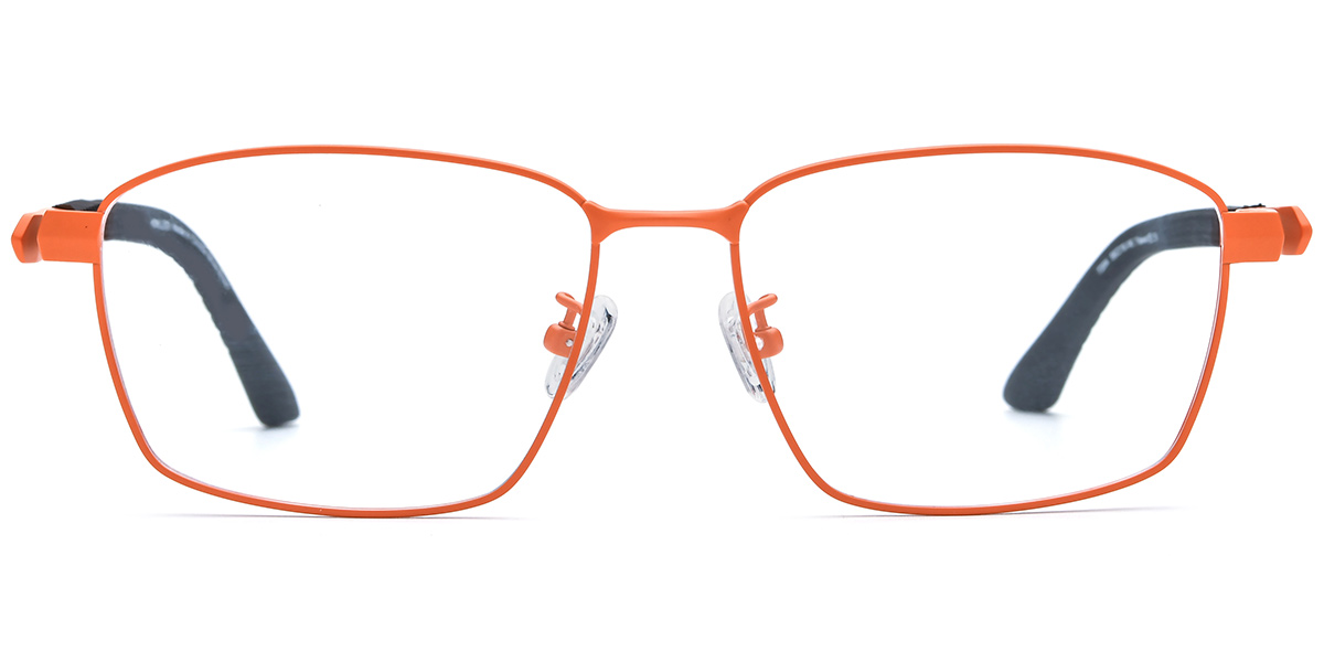 Titanium Rectangle Blue Light Blocking Glasses orange