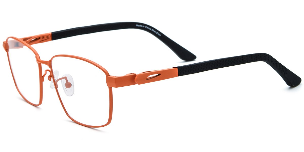 Titanium Rectangle Blue Light Blocking Glasses orange