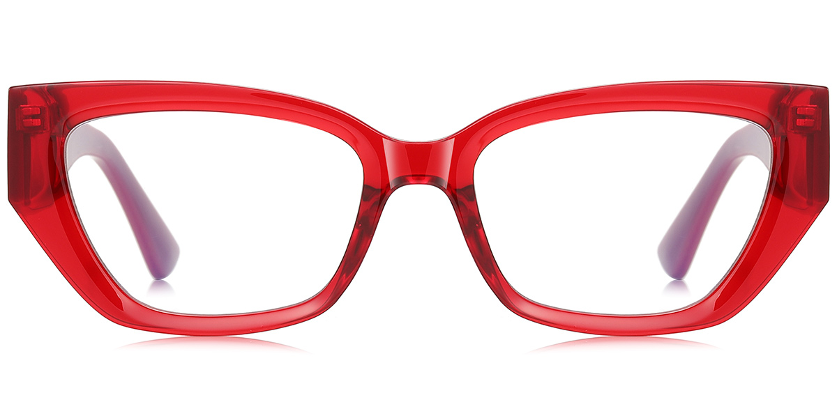 Rectangle Blue Light Blocking Glasses translucent-red
