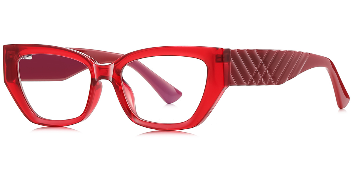 Rectangle Blue Light Blocking Glasses translucent-red