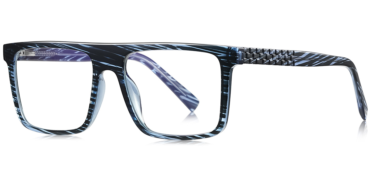 Square Blue Light Blocking Glasses pattern-blue