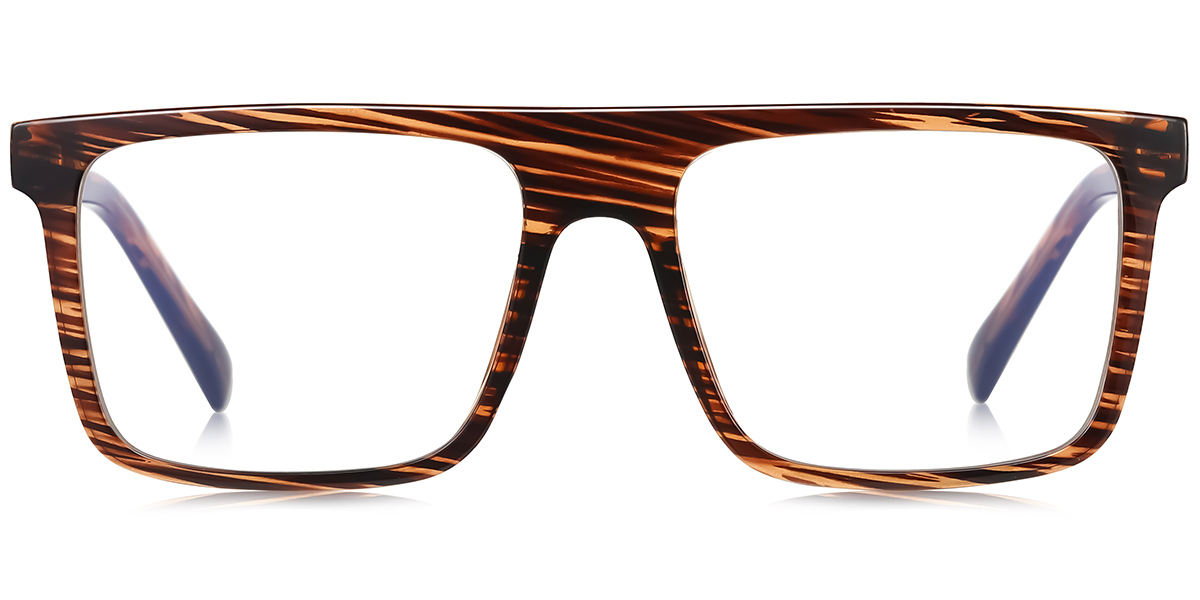 Square Blue Light Blocking Glasses pattern-brown