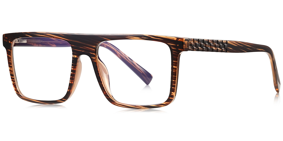 Square Blue Light Blocking Glasses pattern-brown